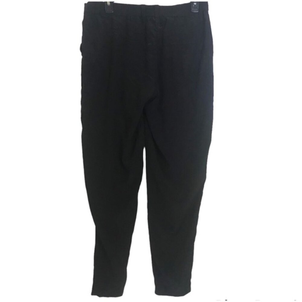 RIANI Silk Elastic Waist Zip Fly Pleated Front Pockets Drapey Flowy Pants Slim M